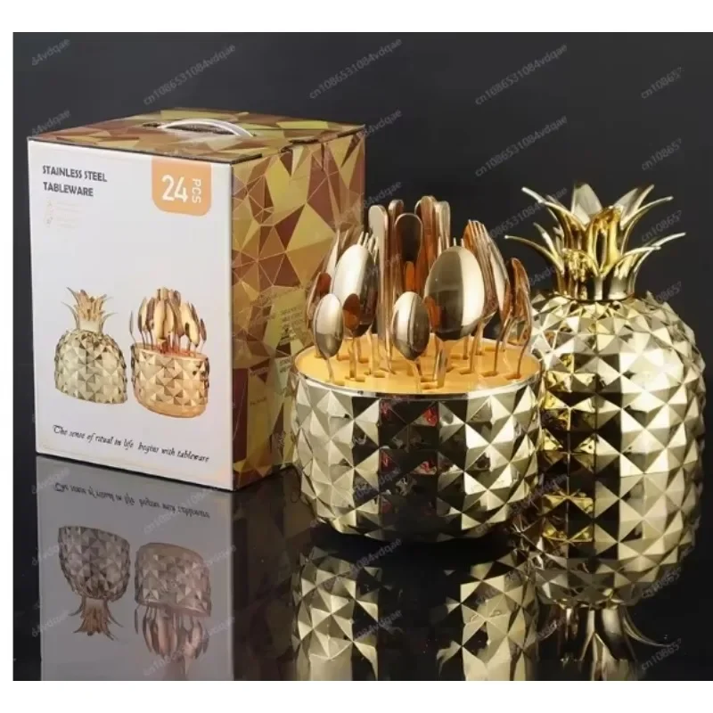 

Набор столовых приборов KM-pineapple из высококачественной нержавеющей стали класса люкс, в западном стиле (вилка, ложка)