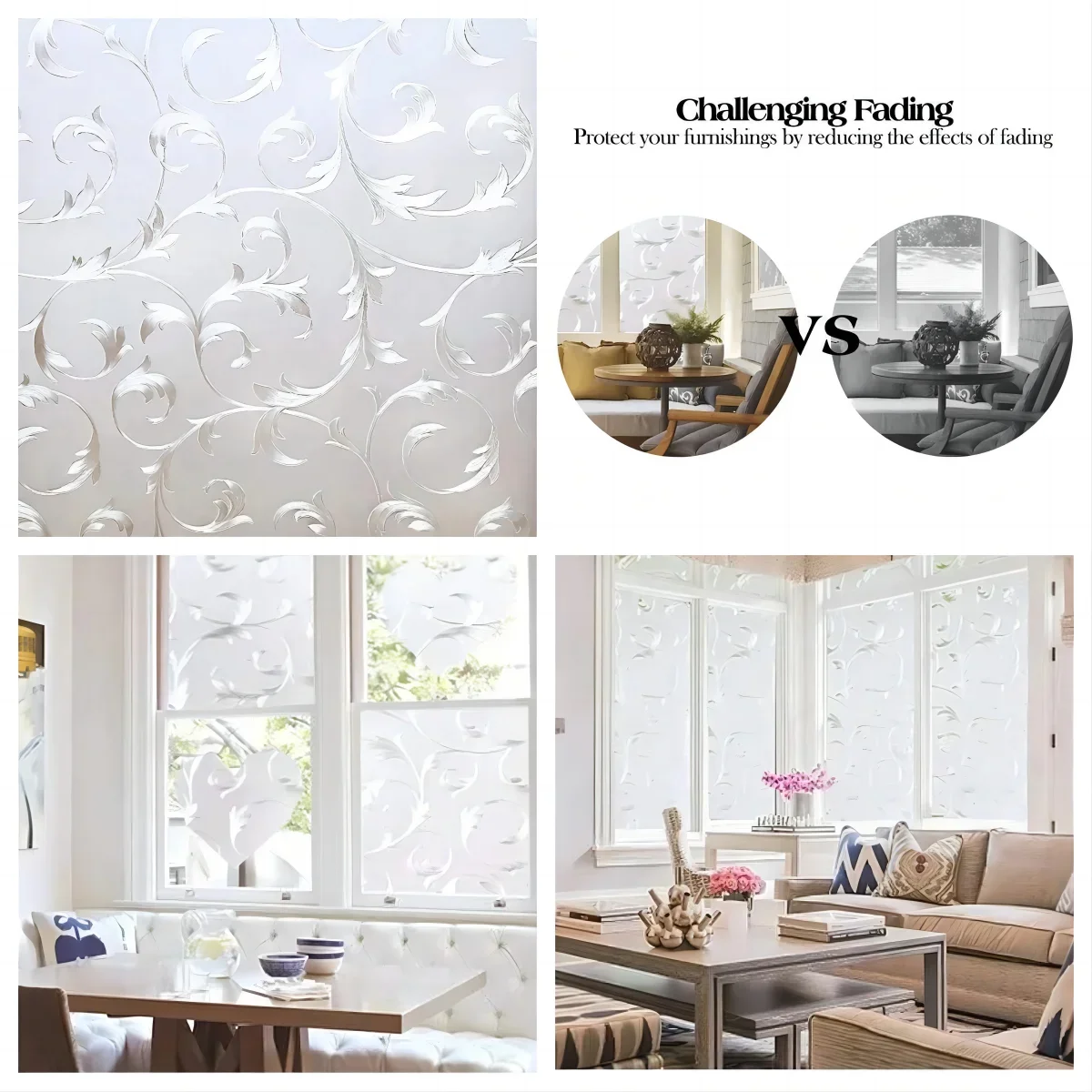 Window Privacy Film Static Cling Non-Adhesive Window Film Frosted Glass Bathroom Door Decoration Privacy Covering