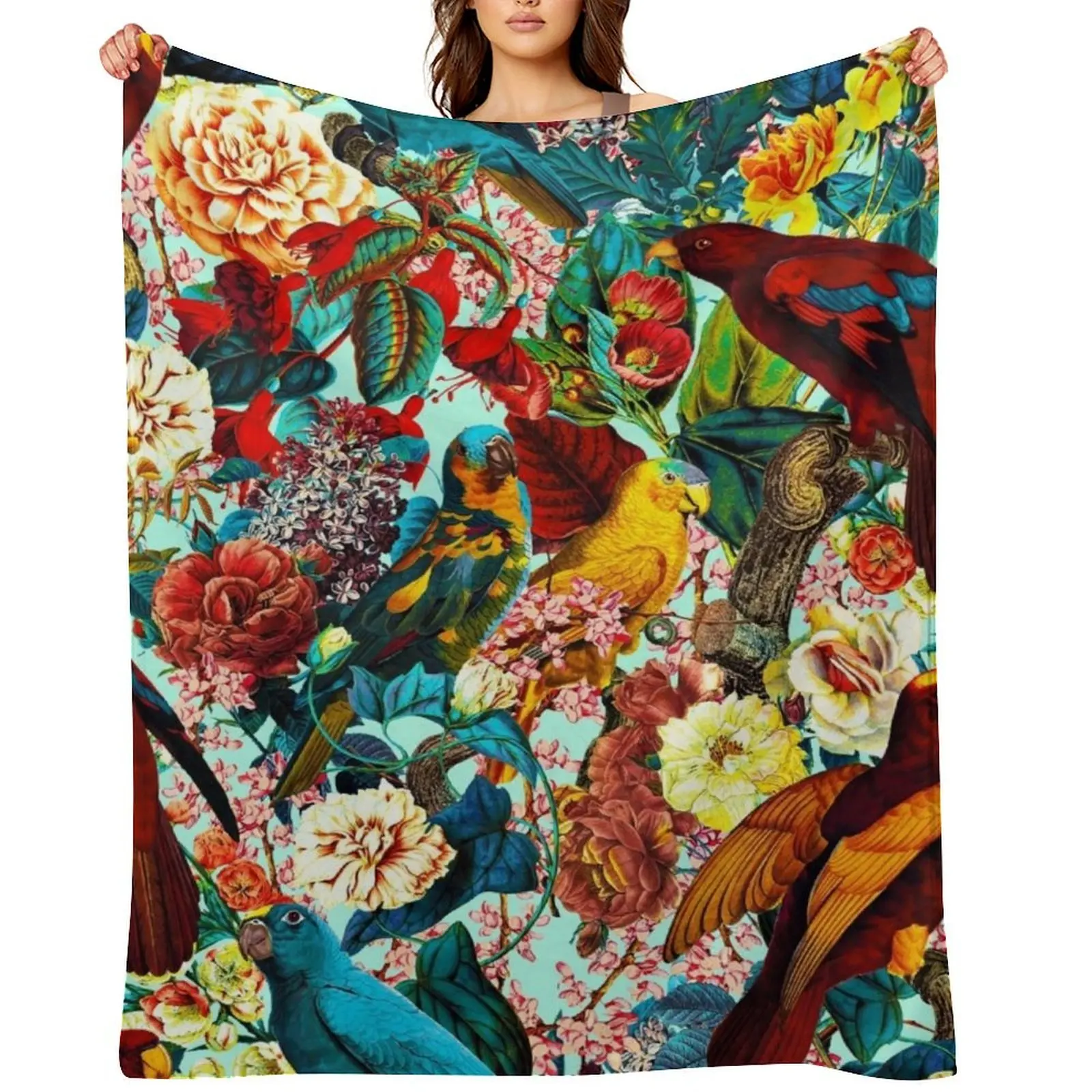 

FLORAL AND BIRDS XV Throw Blanket for sofa bed plaid Sofa Plush Blankets