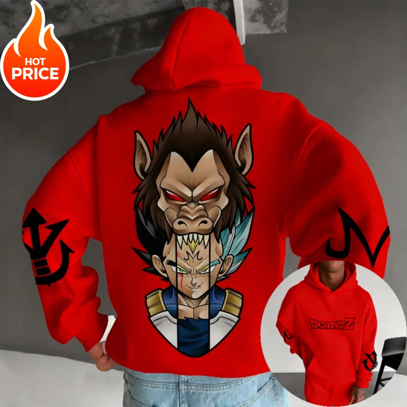 

Dragon Ball Vegeta Saiyan Harajuku Streetwear Autumn Men Vintage Hoodie Winter Women Oversized Hooded Sweatshirt Long Sleeve Top
