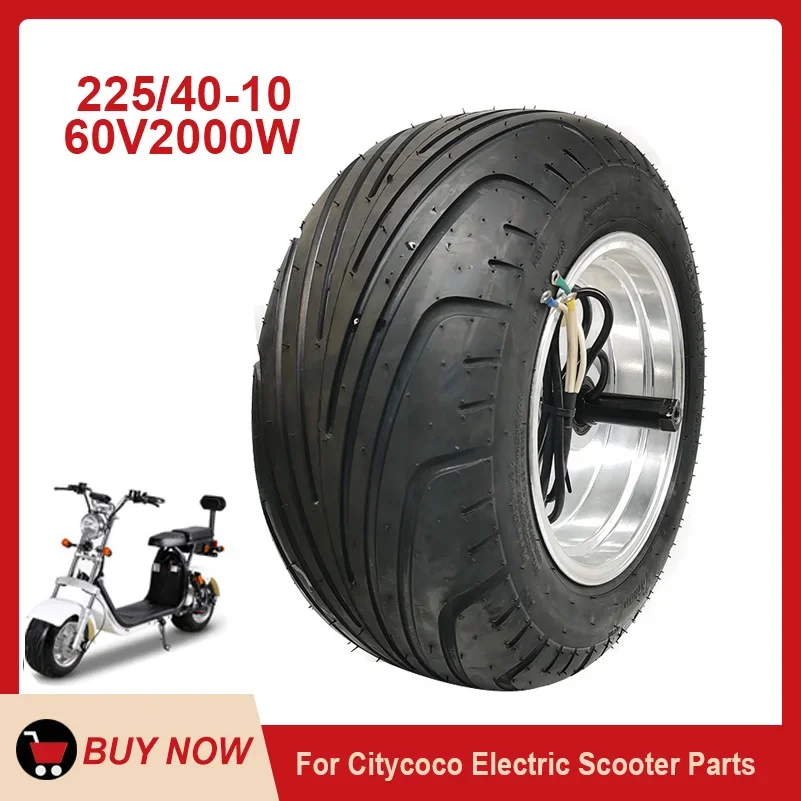 225/40-10 Tubeless Tire Front Wheel 60V 2000W Rear Motor Hub for Citycoco Electric Scooter/bike Modification Parts