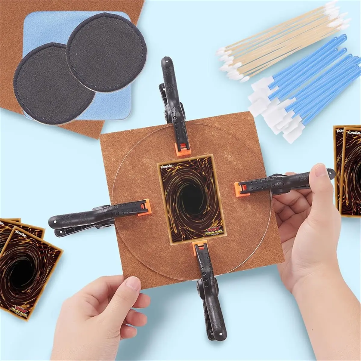 235pc Card Cleaning Kit with Flattening Jig Acrylic Plates Card Cleaning Tools Plastic+Metal