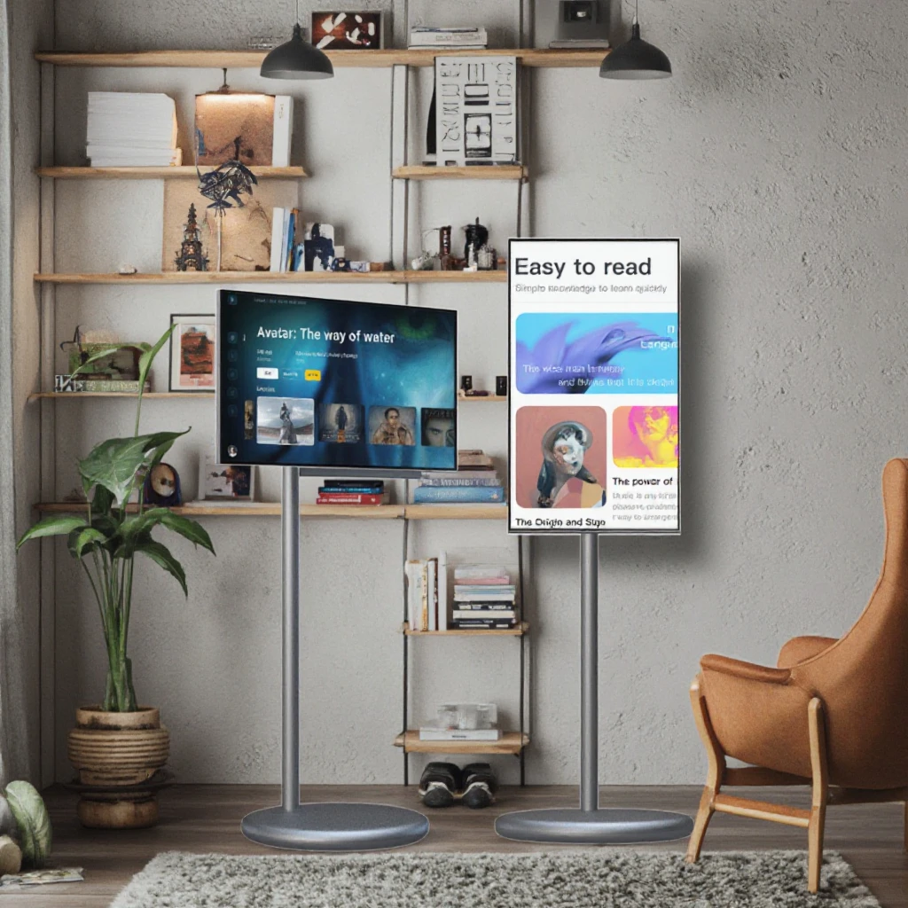 Gray Televiseurs Smart Tv 27 Inch Portable Televisores Inteligentes Movable Digital Signage Interactive Smart TelevisionTv