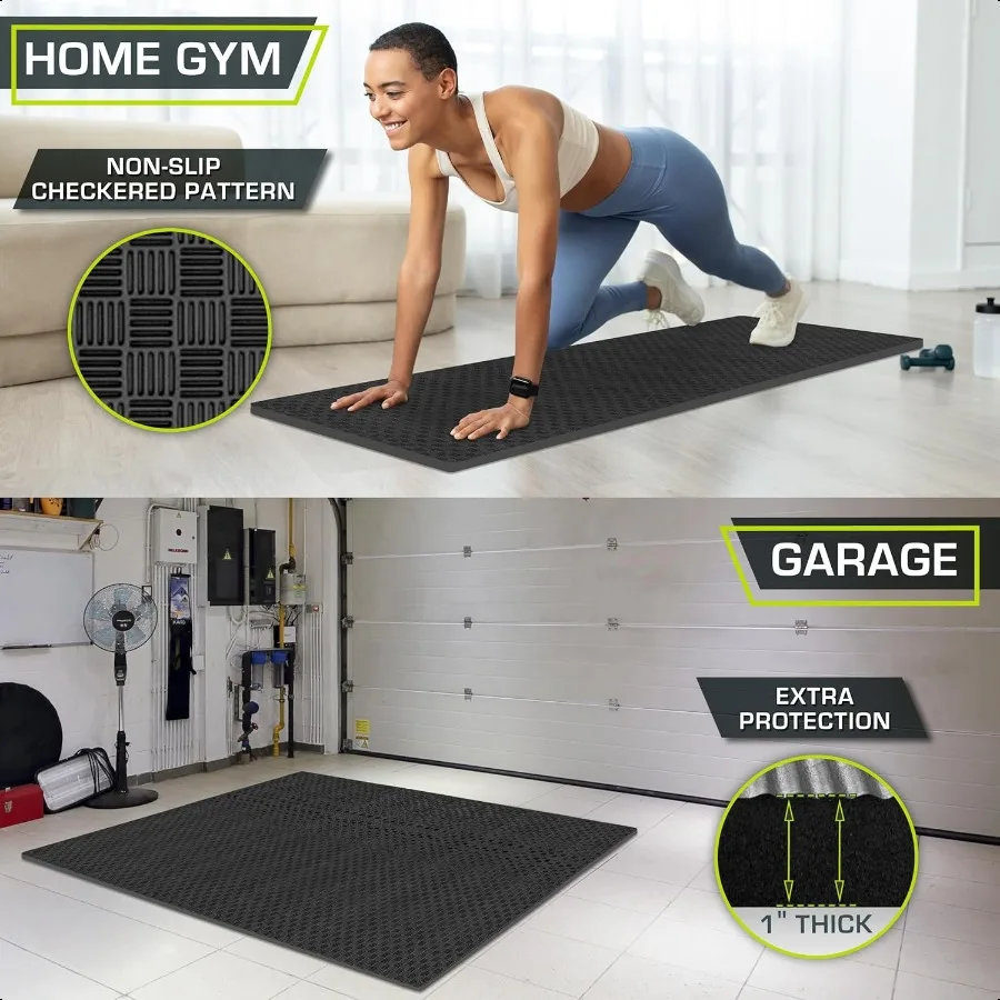 Exercise Puzzle Mat ½ in Checkered EVA Foam Puzzle Floor Mat with Detachable Interlocking Foam Tiles Gym Flooring for Cushioned