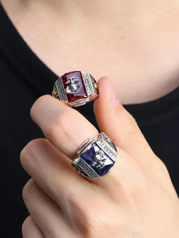 

Real Ruibeila 925 silver US navy body sniper personalized badge ring fashion ring jewelry gift