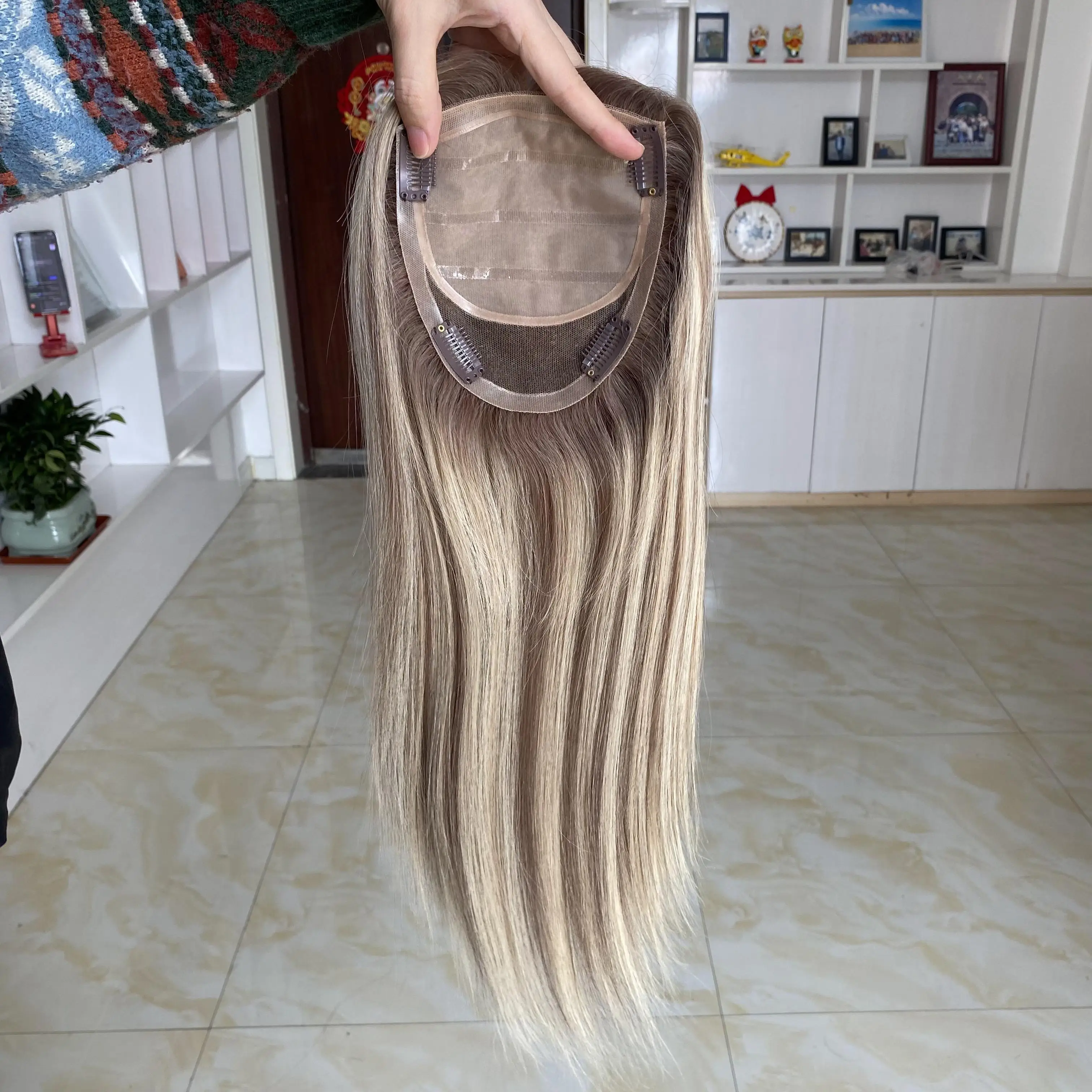 

Ready To Ship Unprocessed Human Hair 5x6.5 Silk Base Topper For Hair Loss Clip In Hair Toppers Silk Base Topper For Women