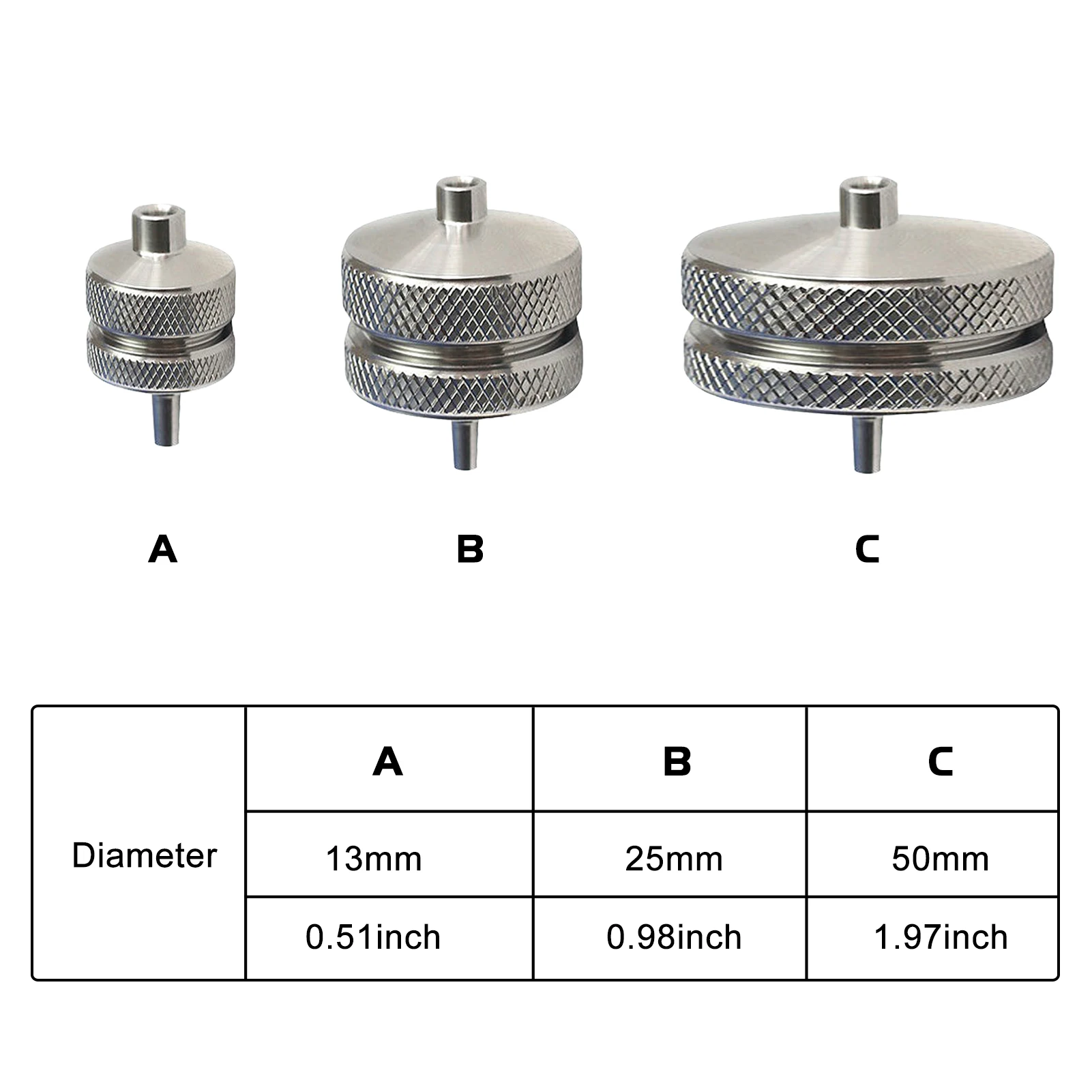 Microsyringe Filter Holder 13 25 50mm Stainless Steel Removable Syringe Filter Head Replaceable Filtration Holder PTFE Seal