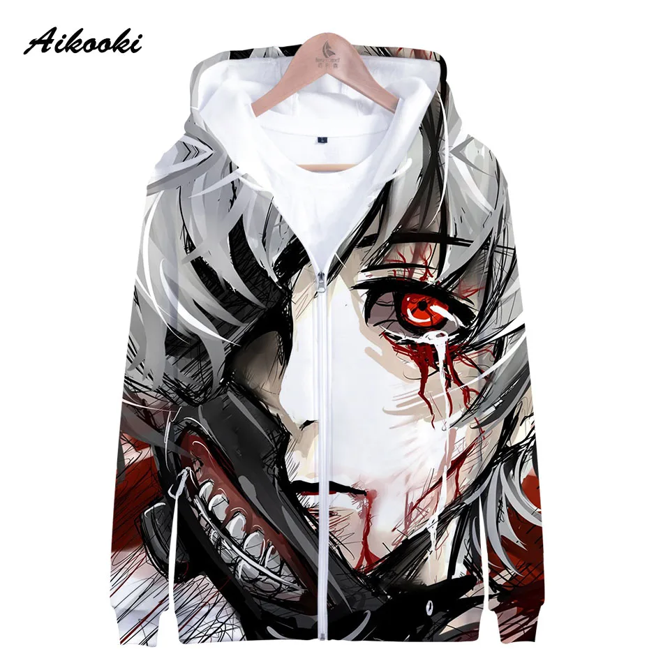 Tokyo Ghoul 3D Zipper Hoodies Men Women Sweatshirts New Fashion Hoody Cartoon Tokyo Ghoul Hooded Boy/girls Polluver Cool Tops