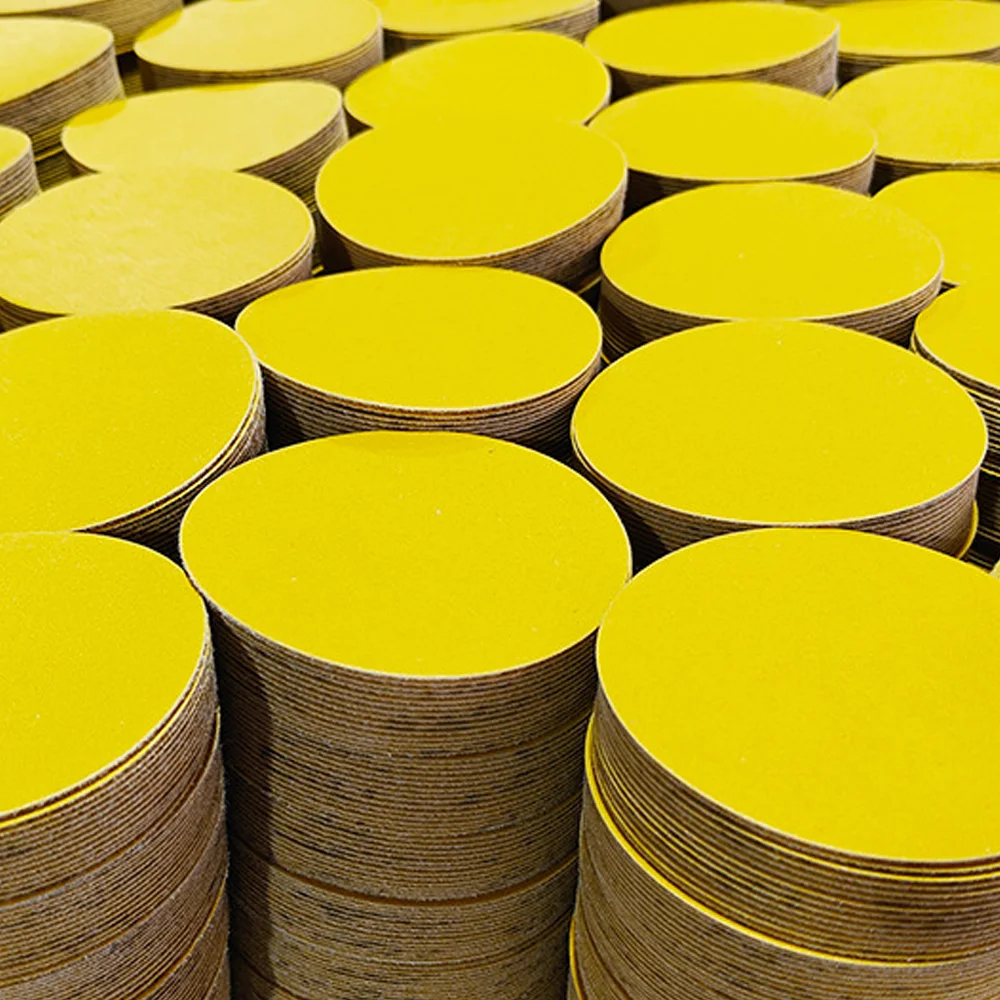 

50PCS 6 Inch/150mm Sanding Discs Hook and Loop Aluminum Oxide Gold Sanding Discs for Automotive and Woodworking , 6” Sander