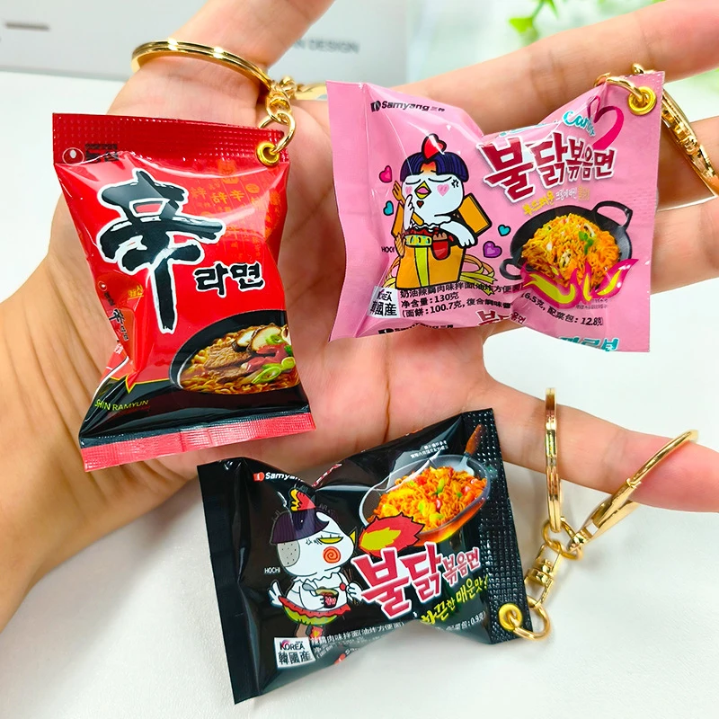 Simulation Instant Noodles Keychain On The Phone Mini Snacks Pendant Bag Pendant Car Key Ring Gifts For The New Year