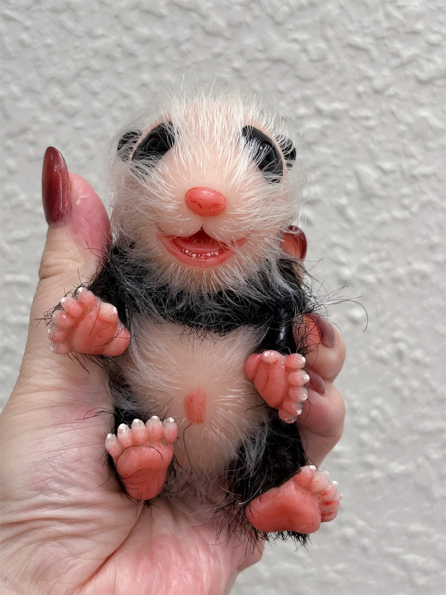 15cm Cute Mini Whole Body Silicone Panda Reborn Doll With Rooted Fur Handmade Painted Skin Bebe Reborn Doll For Kid's Gift