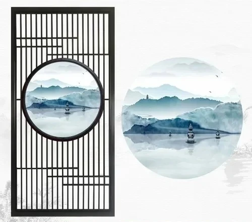 

Custom home living room entrance office new Japanese solid wood grille screen mobile baffle wall