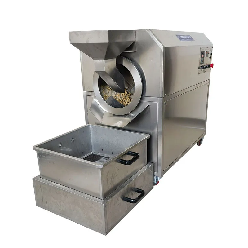 High quality Rotary Drum Nut Peanut Roaster Roasting Machine Nut Roasting Machine Gas Electric Mini Cashew Nut Roaster Machine