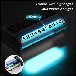 Solar Charging Car Parking Number Plate Luminous Auto Parking Card Temporary Stop Phone Number Card for Car Decoration Accessory
