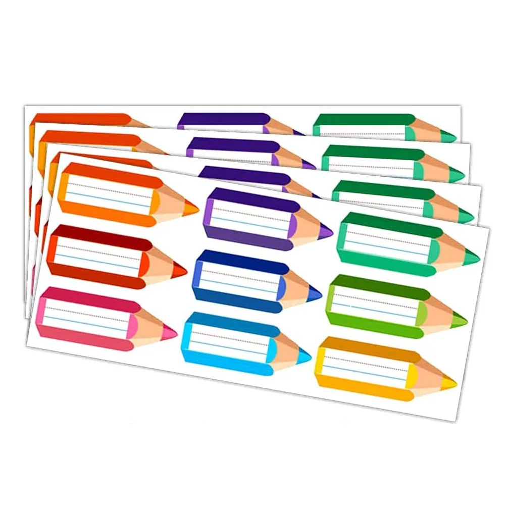 Colorful Pencils Name Tags Sticker Pencil Shape Classroom Name Plates for Desks, Name Tags Back to School Teacher Supply 270pcs