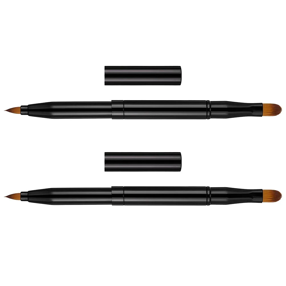 2-teiliger doppelköpfiger Make-up-Pinsel, einziehbares Dual-Purpose-Lippen-Eyeliner-Werkzeug, glatter Griff für den täglichen, professionellen Einsatz, tragbar