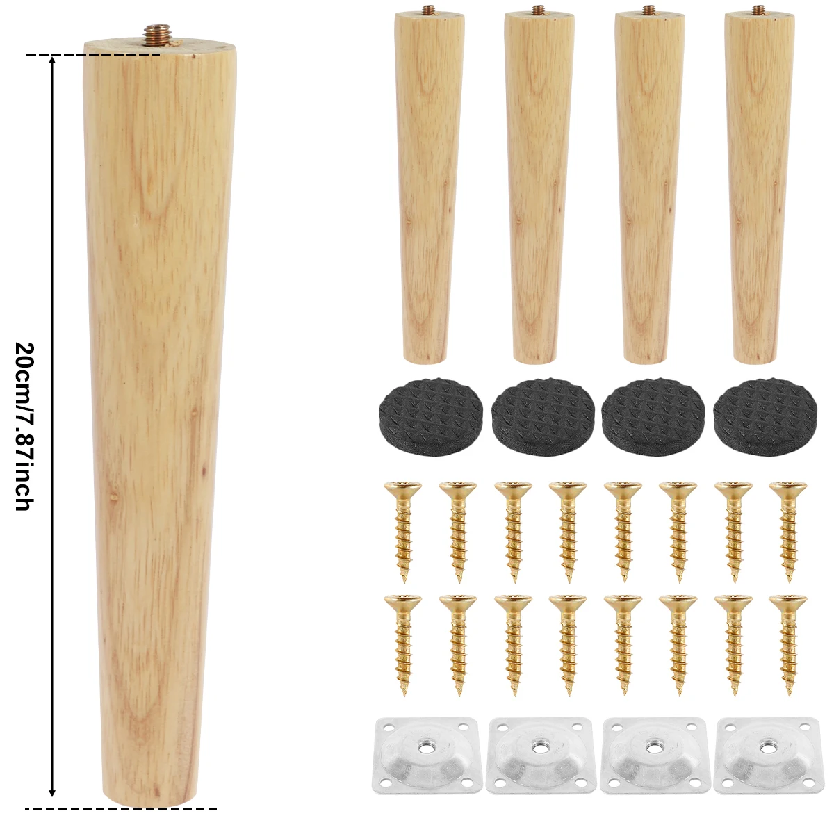 NONE 4-teilige Möbelbeine aus Holz, solide Möbelfüße, schräge/gerade Tischfüße, rutschfeste Stuhlfüße, Ersatzfüße, schräg 5