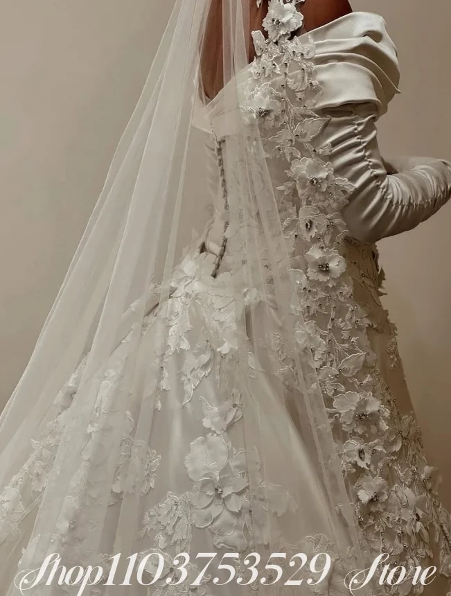 Custom Elegant Butterfly Wedding Dress Off the Shoulder Embroidered Bow Bridal Gown 3D Butterfly Accents Church Wedding Dresses