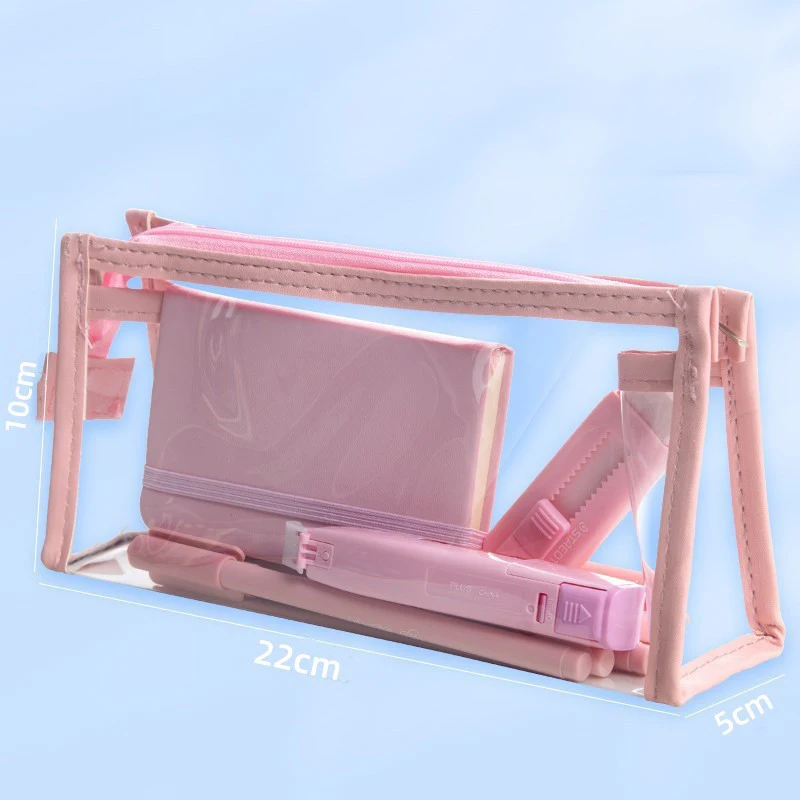 1pc Large Capacity Pencil Case PVC Waterproof Transparent Zipper Portable Makeup Bag