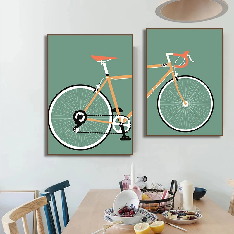 Cyclist Canvas Painting Minimalist Cycling Wall Art Poster Print Bike Modern Pictures for Living Room Decor Bicycle Lover Gift