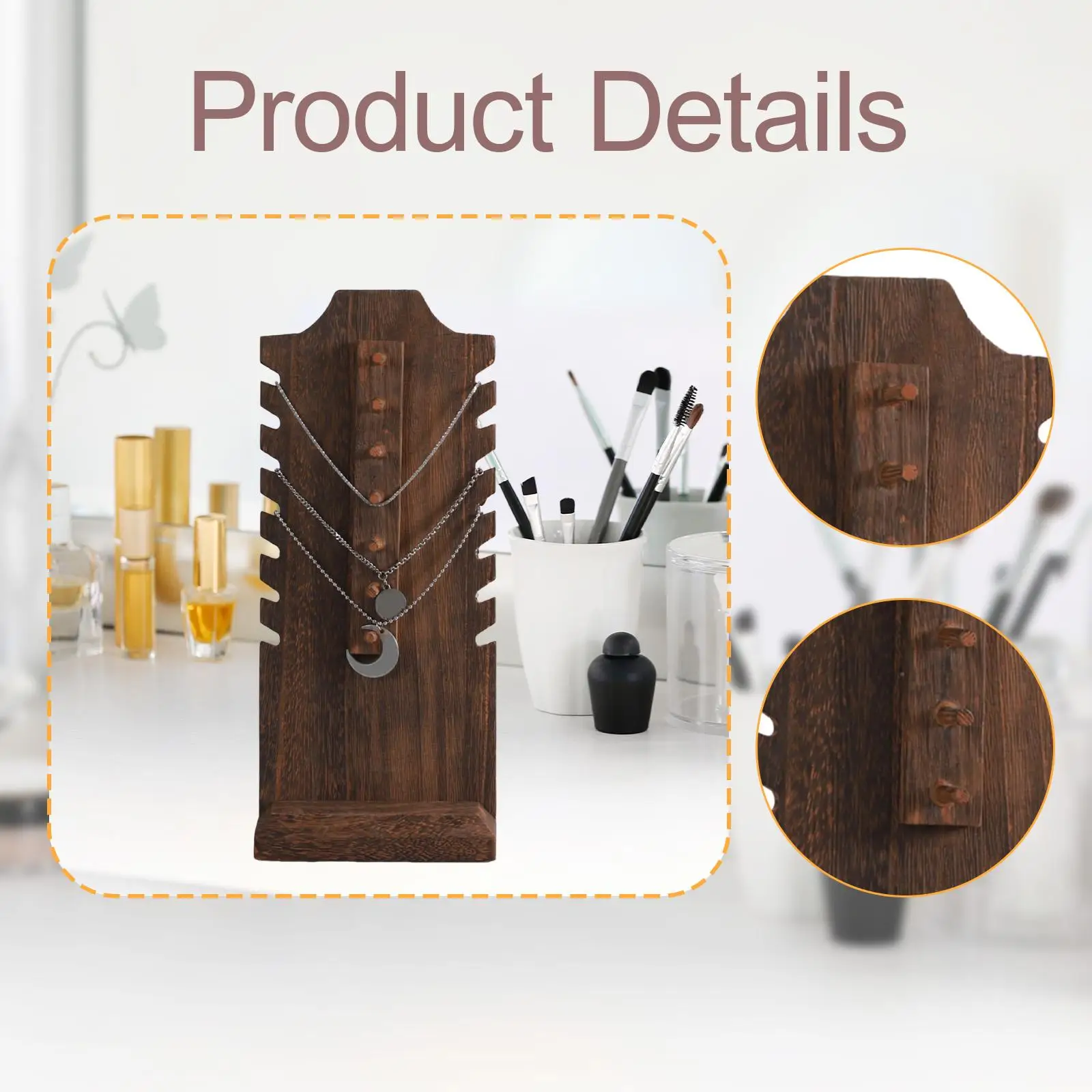 

Necklace Holder Jewelry Storage Organizer Wood Necklace Hanger Jewelry Stand for Dresser Retail Tabletop Shop Home