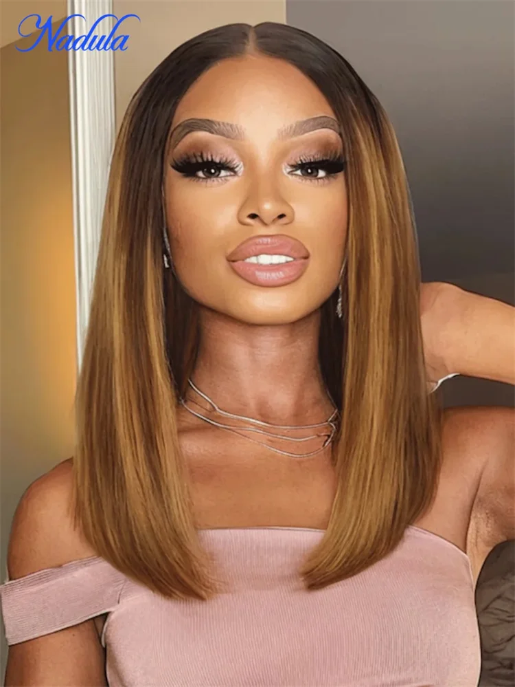 

Парик Nadula Honey Brown Piano Highlight Bob с темными корнями, 7x5, без узлов, готовый к носке, из натуральных волос, с завязками