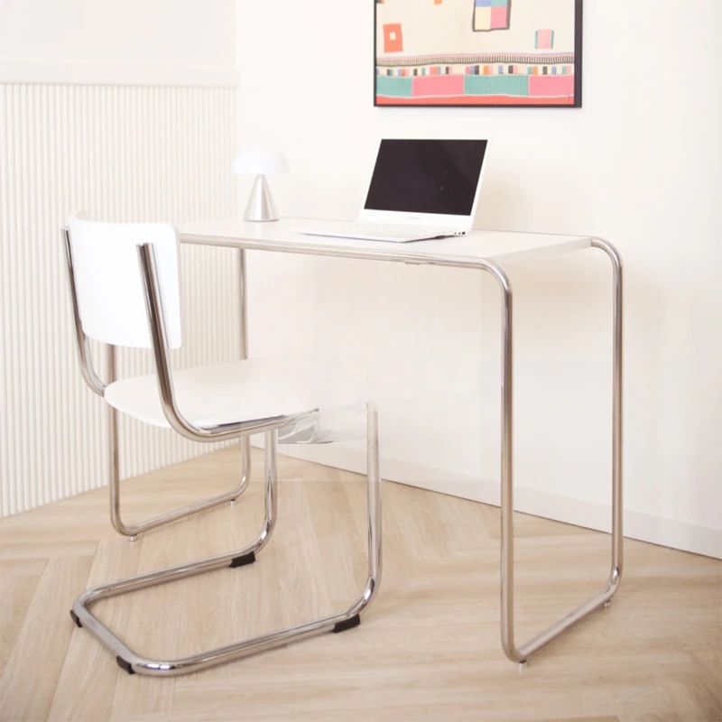 Light luxury modern light luxury stainless steel desk minimalist high-end computer  ins study office