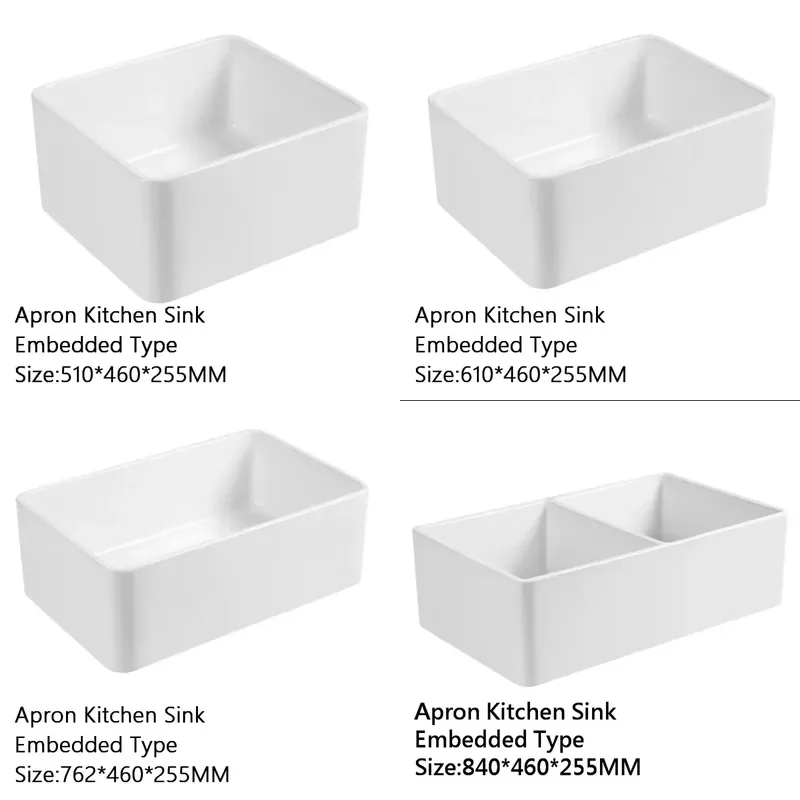 For Kitchen Large Ceramic Sink Deep Basin Farmhouse Style Durable Stain Resistant Easy Clean Modern Home Decoration