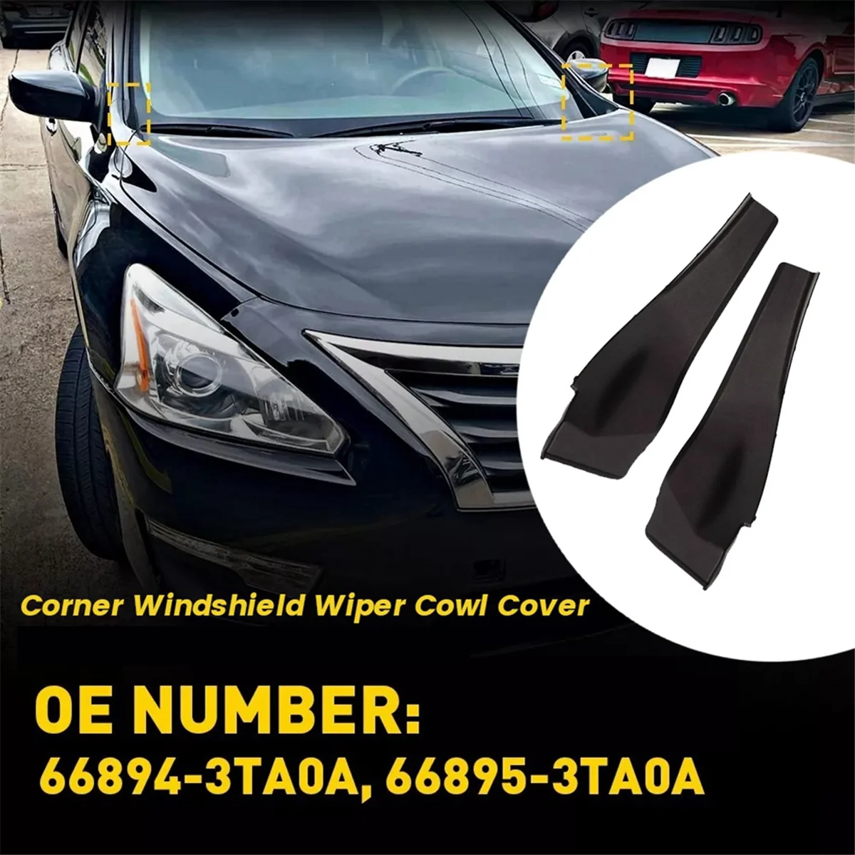 1 par de tampa do limpador de para-brisa de canto dianteiro 66894-3TA0A 66895-3TA0A para Nissan Altima 2013-2015 guarnição de extensão