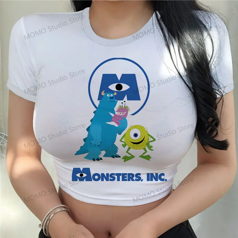 T-shirt da donna Cute XS-3XL Kawaii Monsters Inc. Crop Top Leisure 2024 adorabili vestiti economici abbigliamento vendita calda da donna Y2k Party