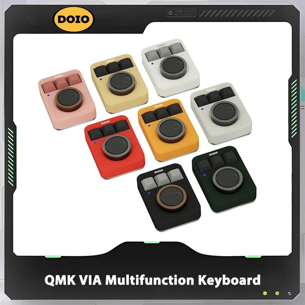 

DOIO KB03-01 Mechanical Keyboard Two Knob RGB Bottom Shell Hot Swap Aluminum Designer Keyboard Rgb Backlit Customize PS QMK VIA