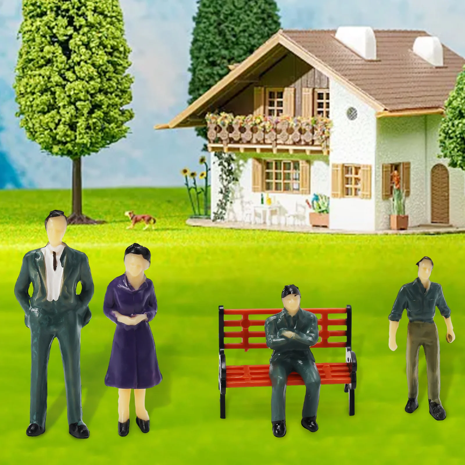 50 Assorted Seated And Standing Model People 1:50 Scale With 6 Plastic Benches 1:75 For Train Layouts Garden Ornament