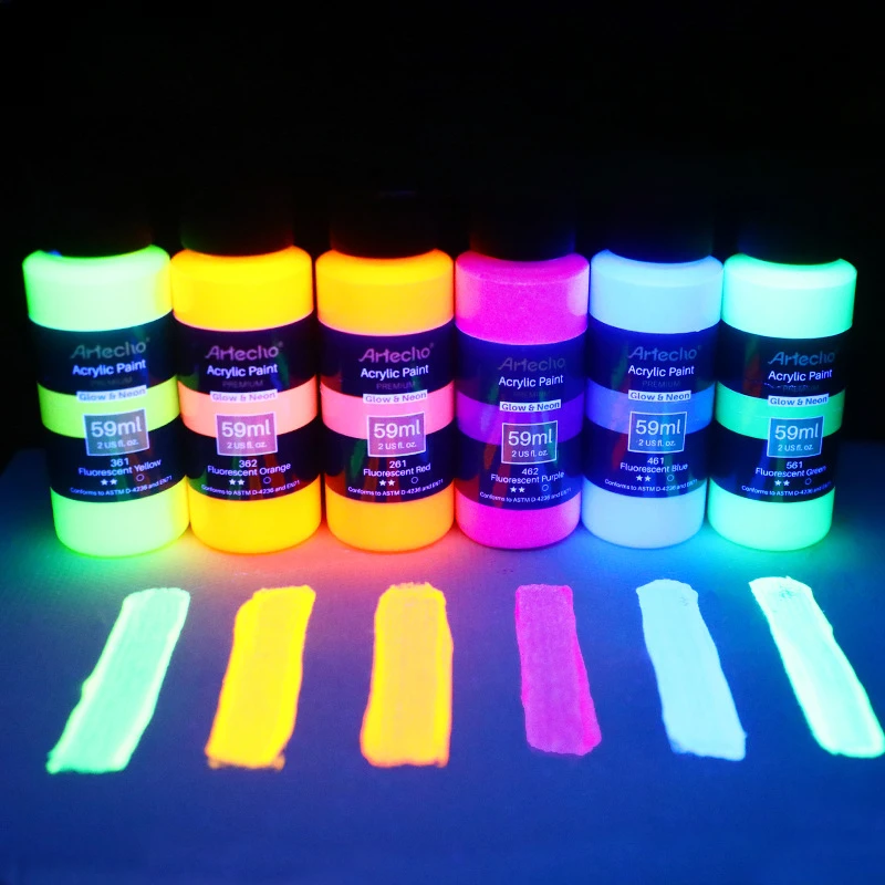 59ml High Brightness Luminescen Acrylic Paint Hand Drawn Graffiti DIY Clothes Shoes Walls Textile Painting Night Glow Pigments