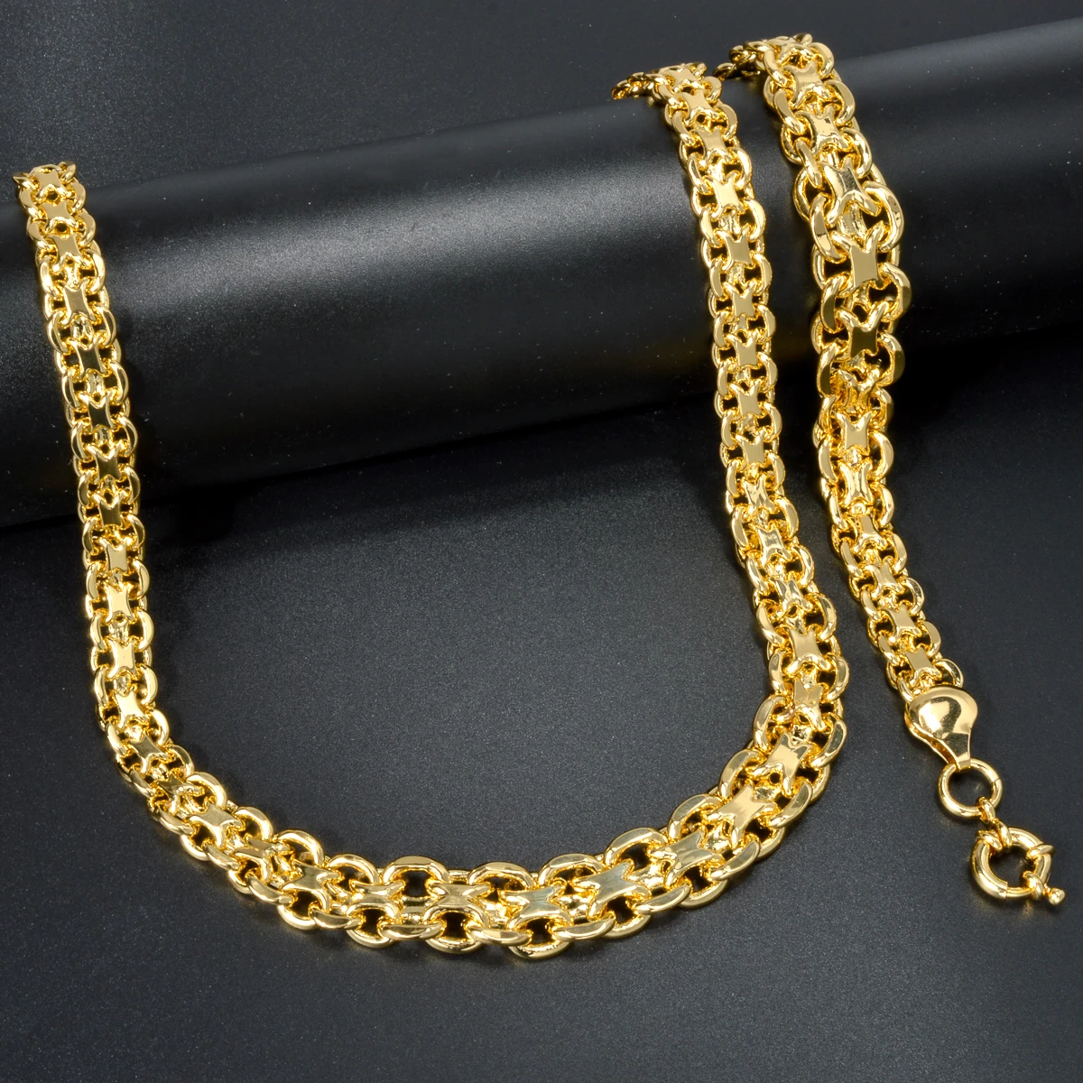 Luxury 18k Gold Plated Jewelry Set Round Beads Necklace Bracelet For Womens Dubai Wedding Gifts Copper Chain Jewelry Accessories