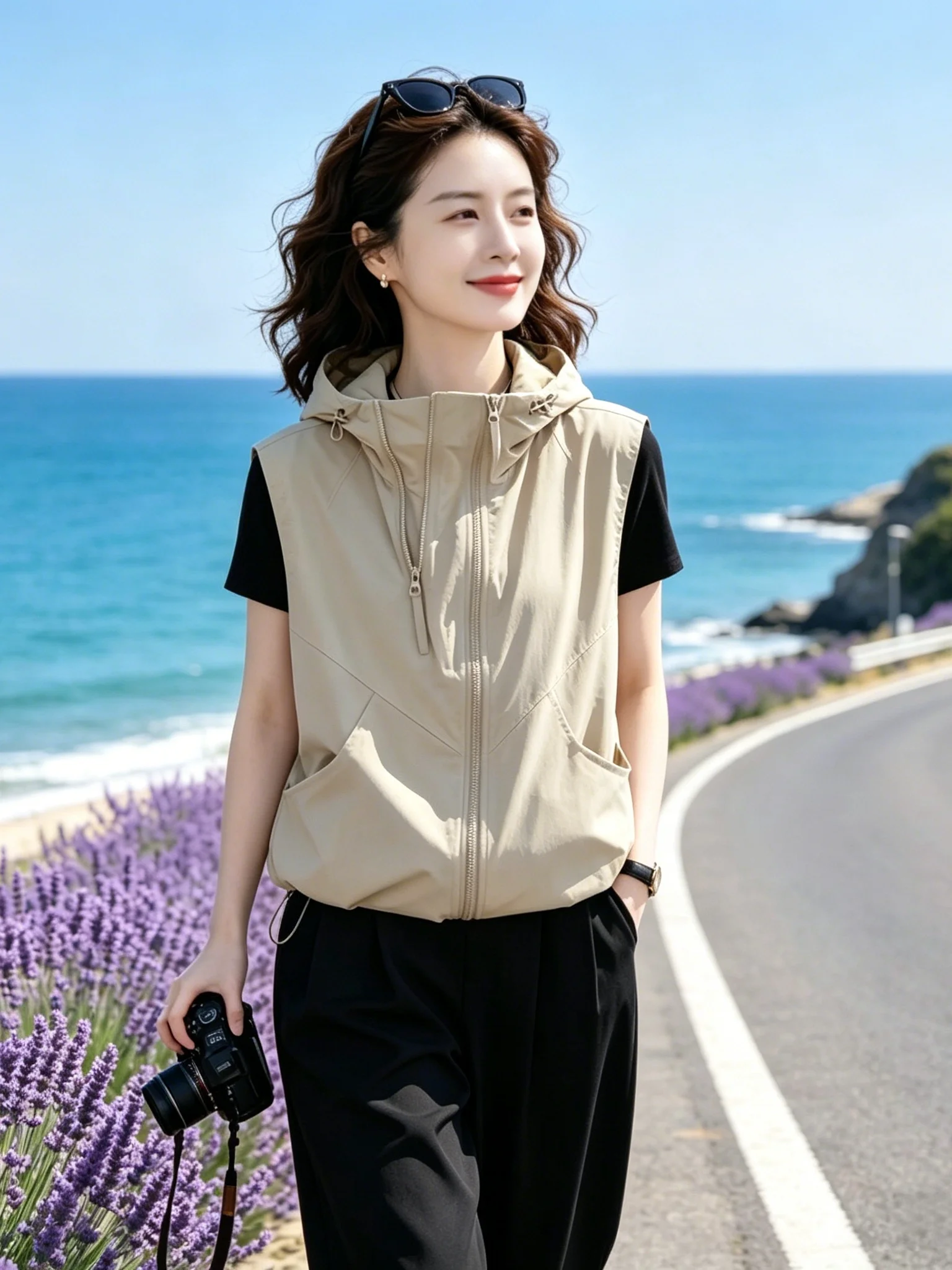 

Stylish Sleeveless Breathable Color Simple Design Summer New Women's Jacket Outerwear Casual Comfortable Vest Top