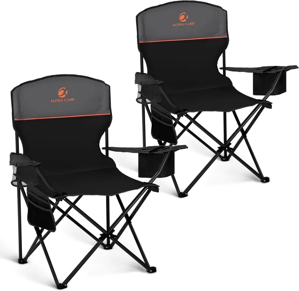 

2-Pack Portable Camping Chair with Cooler, Side Pocket & Cup Holder - Collapsible for Outdoor Activities