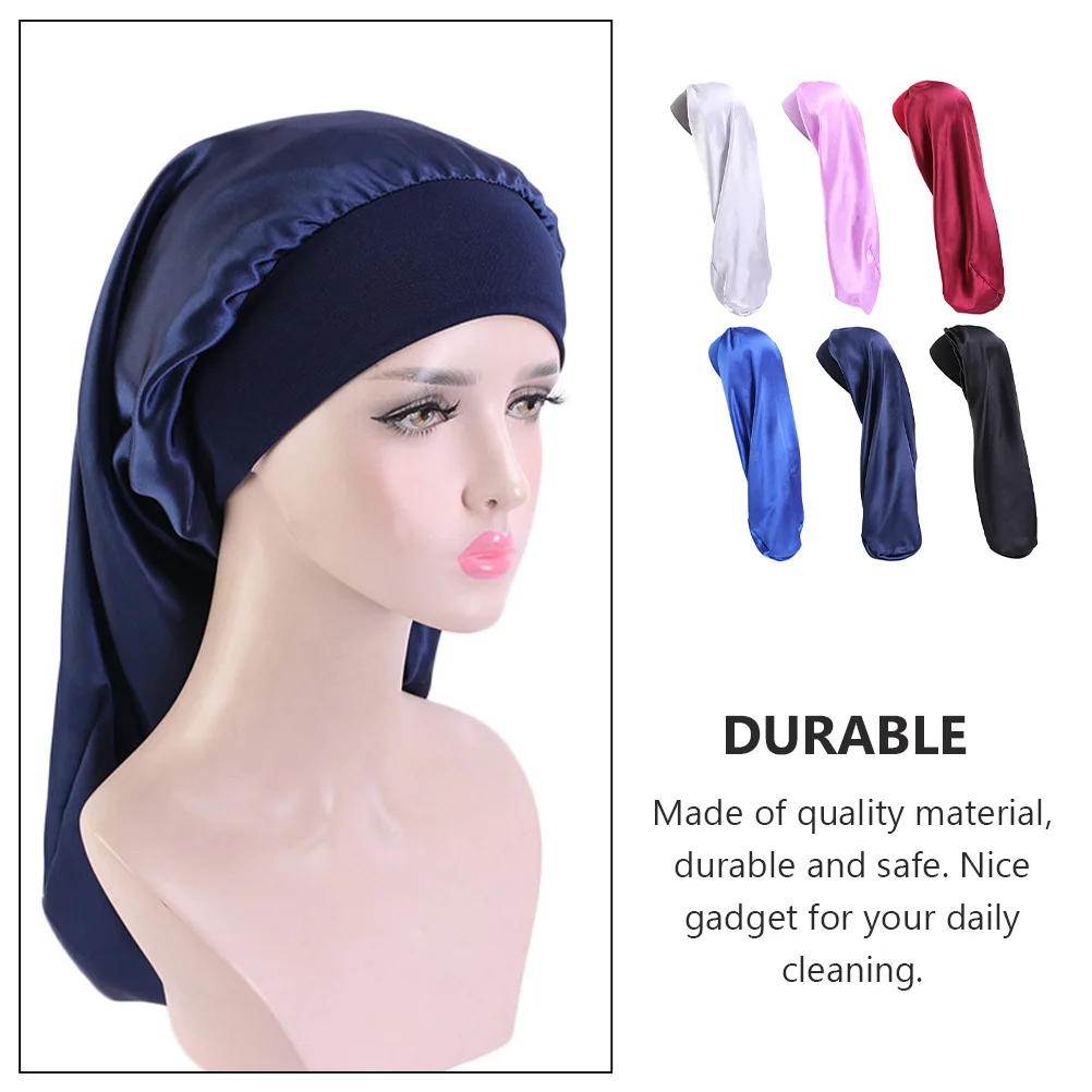 

6Pcs Satin Bonnet Elastic Sleeping Hats Women Hair Cover Dreads Breathable Comfortable Hair Protection Hat