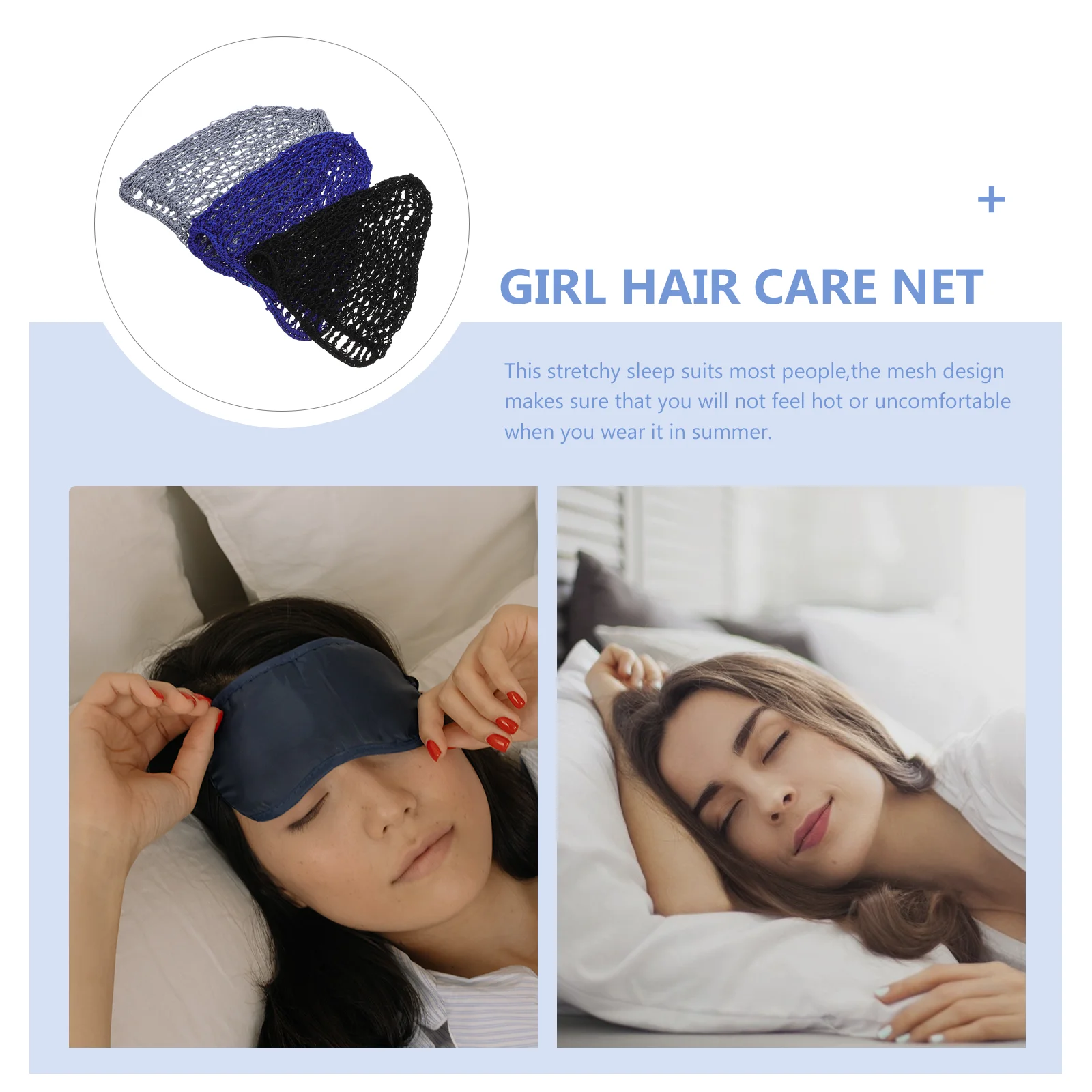 

3pcs Hair Care Net Hat Crochet Sleep Stretchy Mesh Polyester Women Hairnets Long Braids Curly Practical Salon Covers