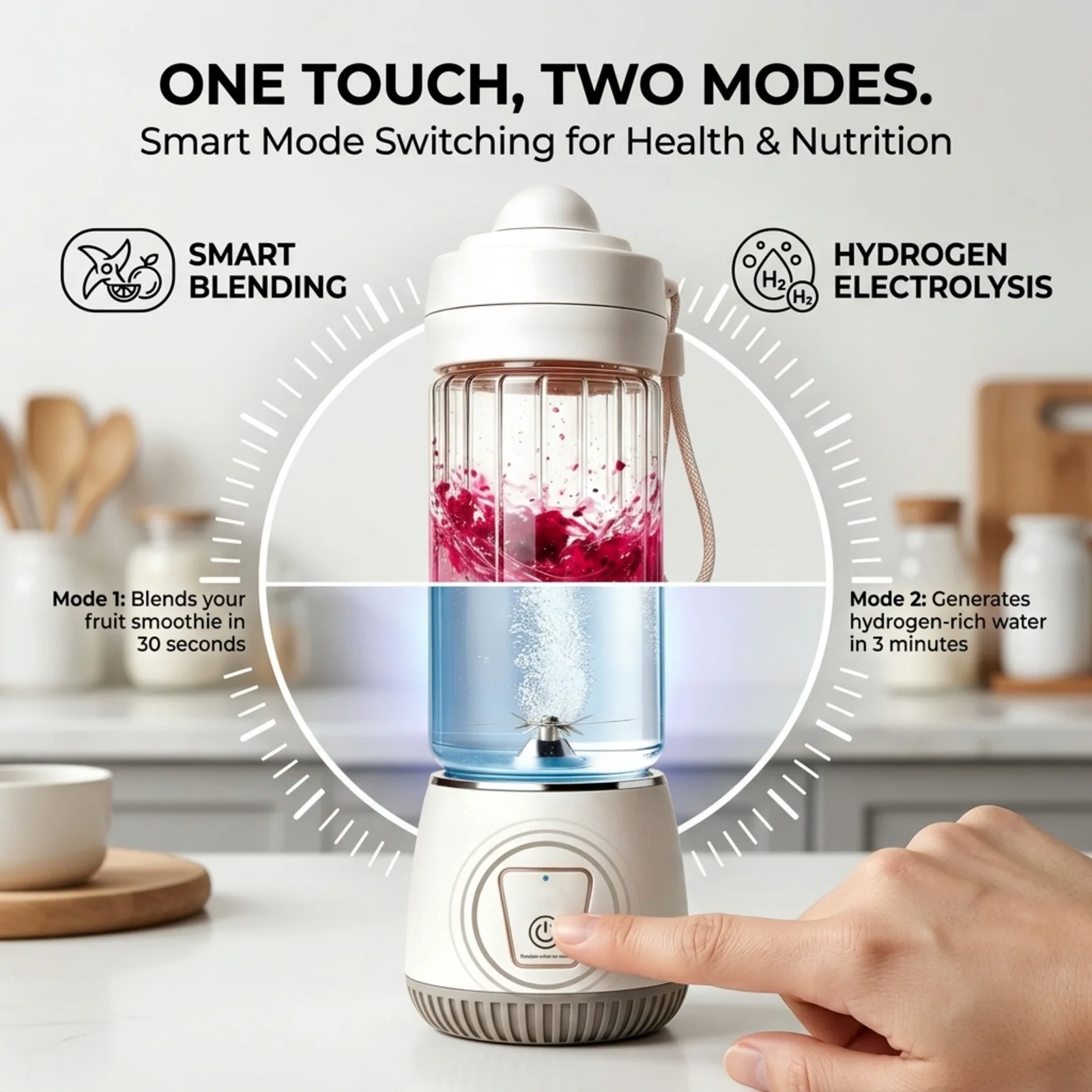 2-in-1 Hydrogen Water Generator Bottle Rechargeable Electric Alkaline Water& Ionizer Cup Hydrogen-Rich& Electric juicing