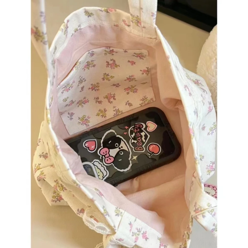 Summer floral small fresh shoulder bag trendy fashion large capacity handbag for girls artistic tote bag image 4