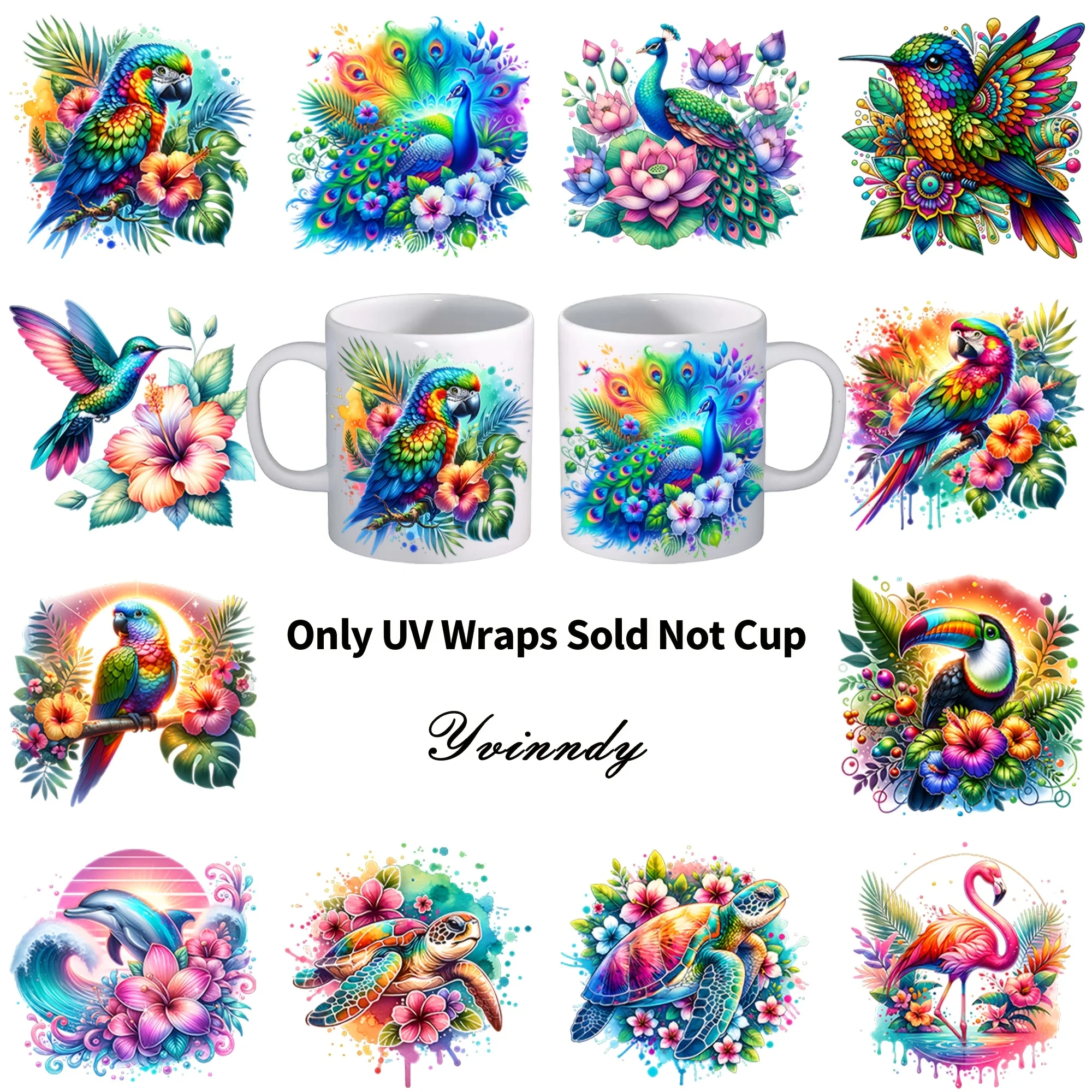 

12 PCS/Set Of Summer Animals UV DTF Transfer Stickers, Waterproof And Durable DIY Handicraft Gifts Perfect Gift Choice (NO Cups)