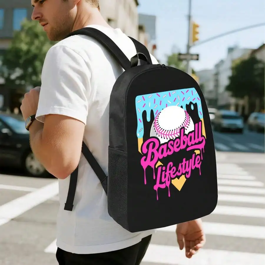 Baseball Drip Design Backpack For Men 15.6 Inch Laptop Bag 20L Waterproof