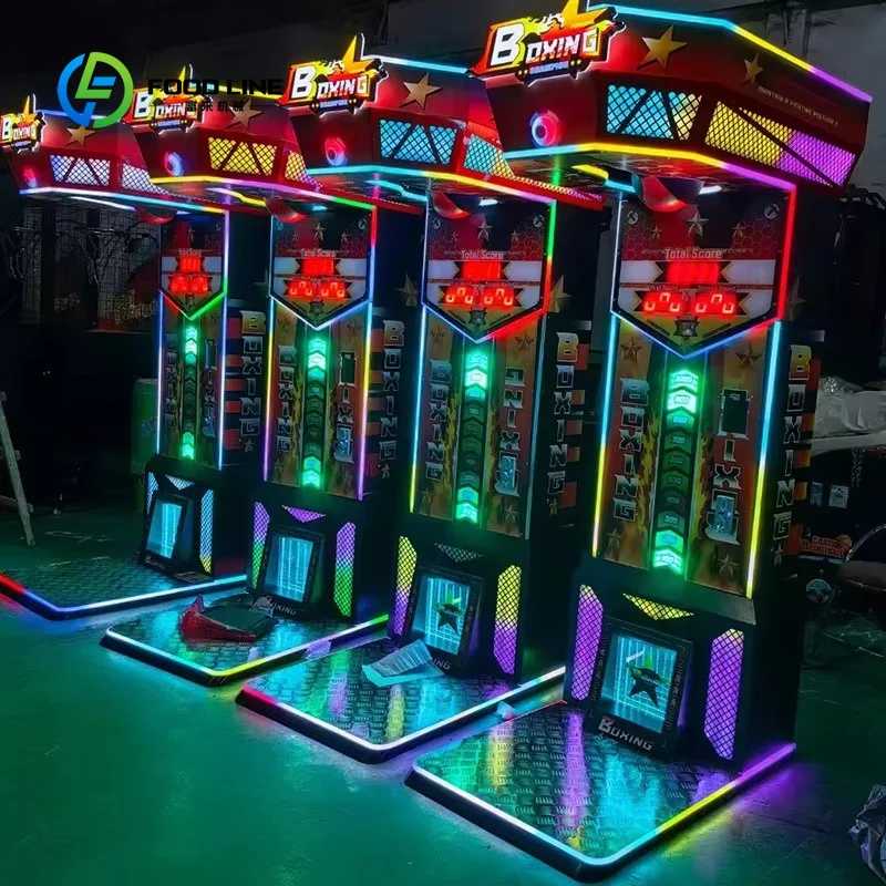 Customized Commercial Coin Operated Metal Boxing Game Machine English Stress Relief Arcade Punching Machine for Shopping Mall