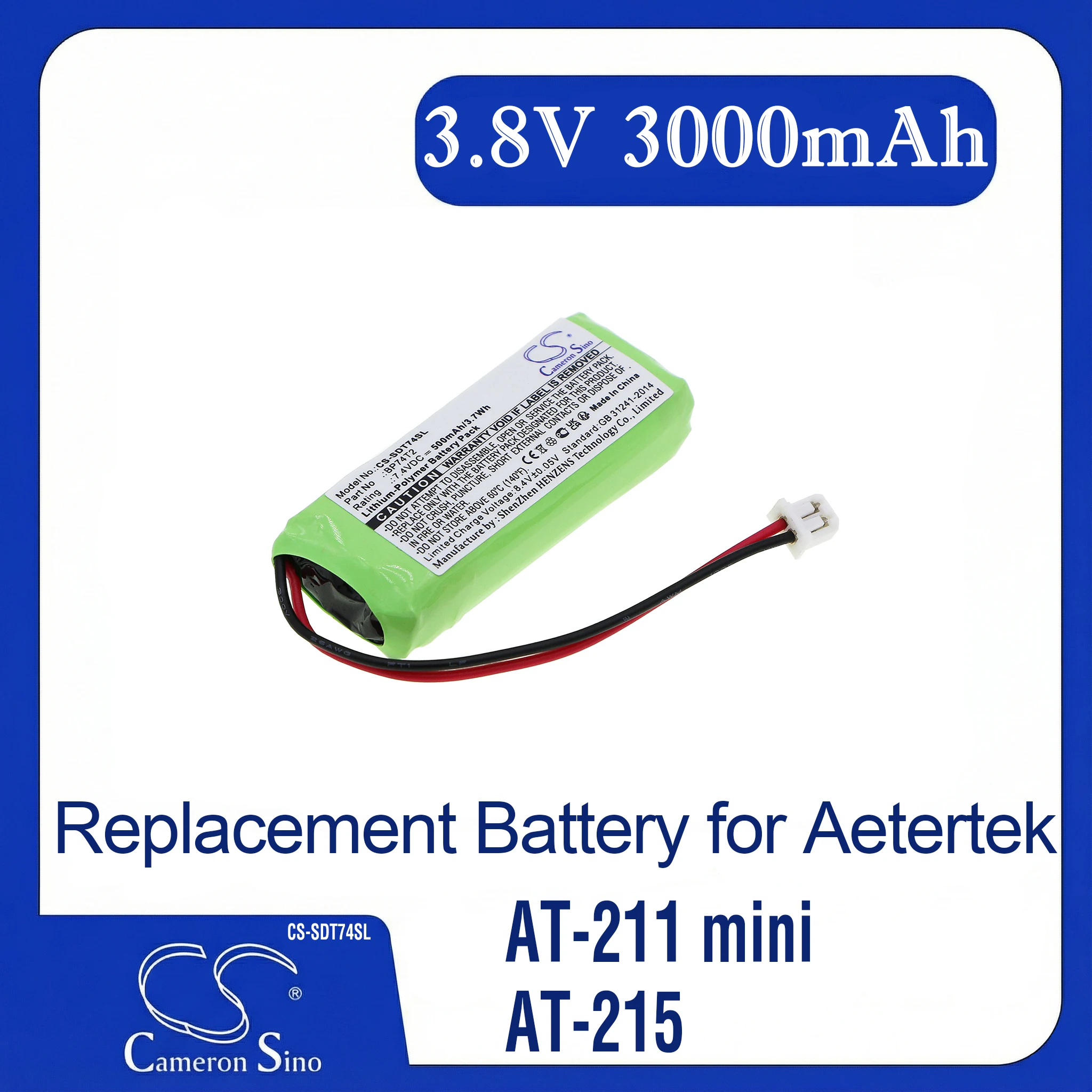 

Cameron Sino Replacement Battery for Dogtra 1900S Transmitters, 1902S Transmitters,, Fits P/N AE562438P6H,AE602048P6H,BP74T2