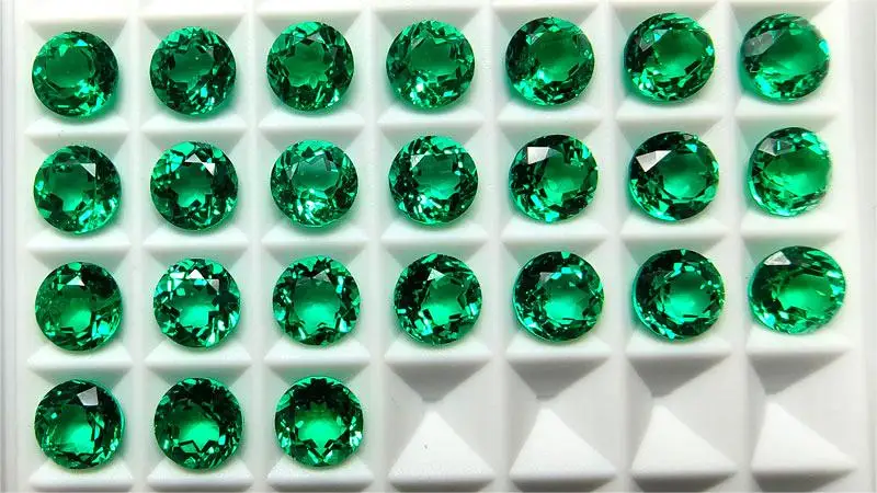 مختبر نمت الزمرد كولومبيا موزو اللون الأخضر قطع مستديرة الحرارية المائية أحجار كريمة صغيرة الحجم للمجوهرات شهادة قابلة للاختيار #3