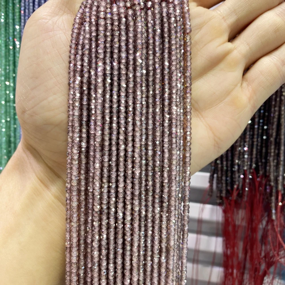 2x3MM Natural Faceted Zircon Rondelle Stone Beads Natural Stone Loose Beads for Jewelry Making Diy Bracelet Accessories