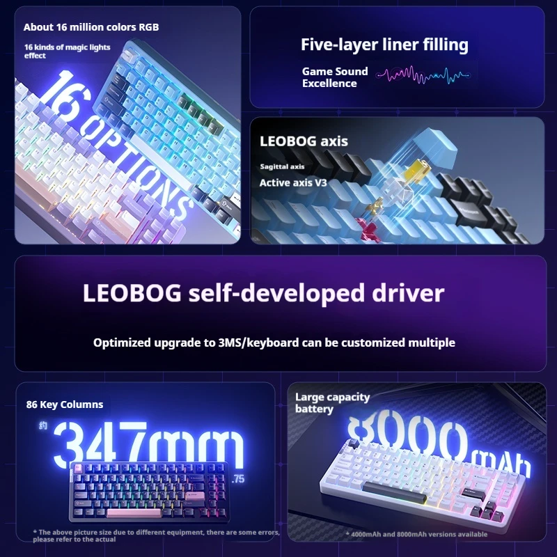 Leobog Hi86 Keyboard Mekanis Nirkabel 3Mode Hot Swap Paduan Aluminium 2.4G/Bluetooth Aksesori Keyboard Gaming Kustom