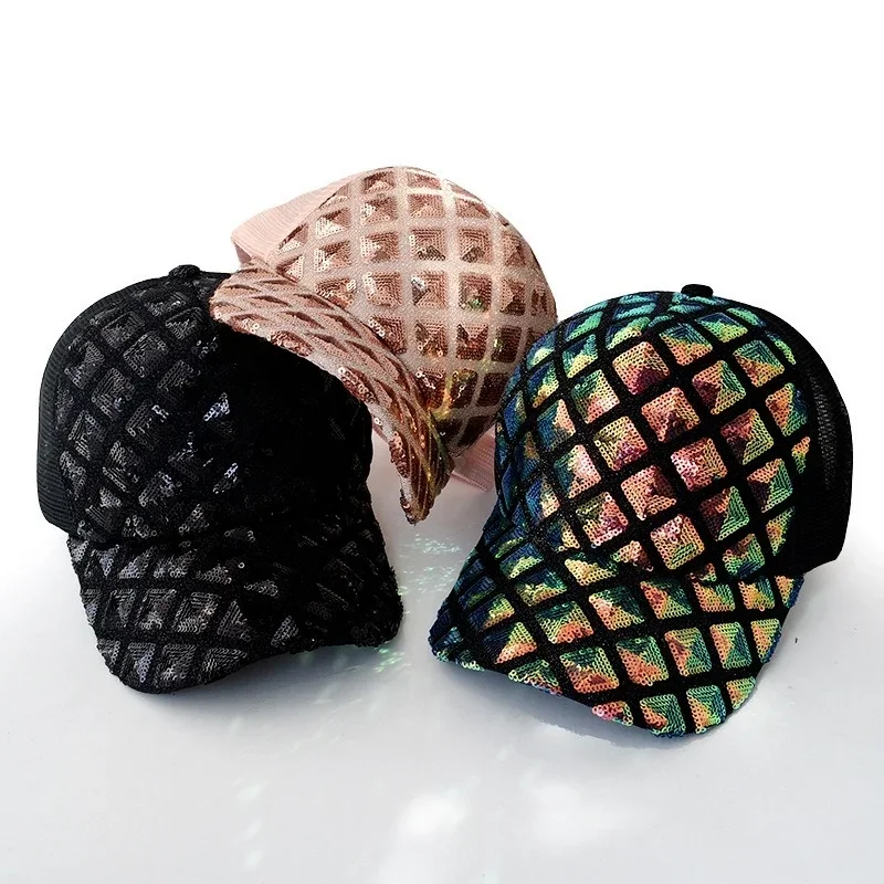 

Unisex Visors Hat Sequins Rhinestone Baseball Cap Sun Hat Casual Breathable Mesh Sunscreen Sun Hat (4 Colours)
