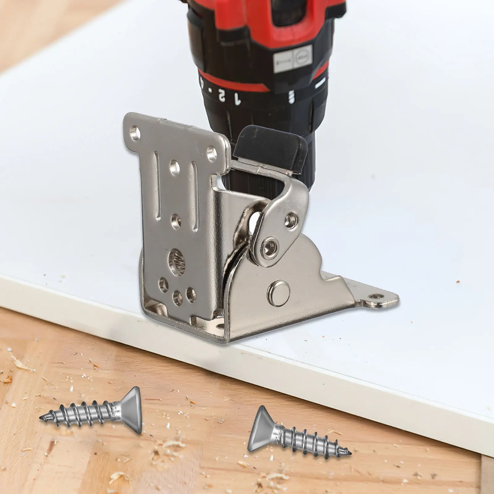 4Pcs Steel Self Locking Folding Hinge Heavy Duty Folding Furniture Hinge 90 Degree Shelf Brackets for Table Bed