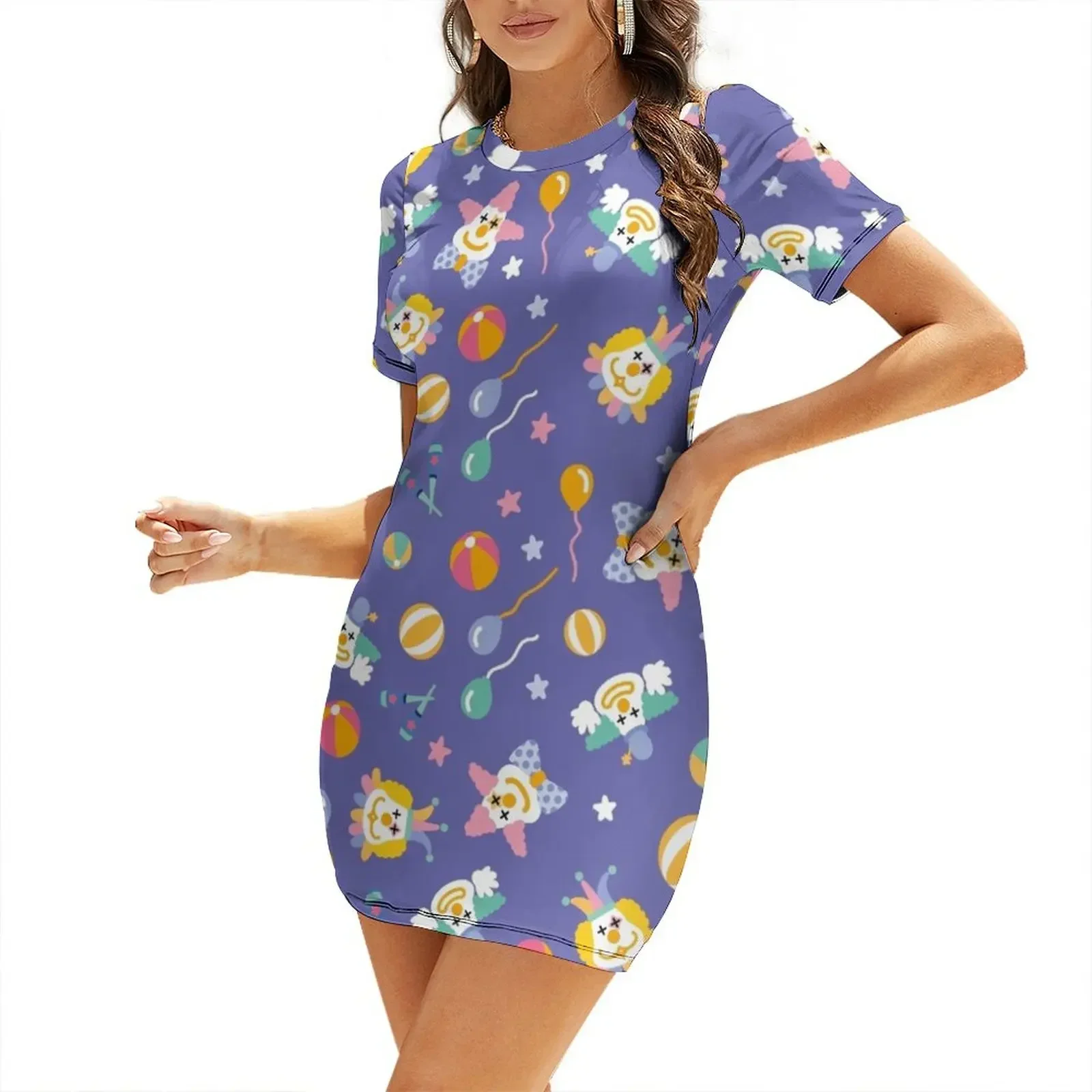 

Circus Clown Short-Sleeved Dress women's dresses luxury dresses for womens